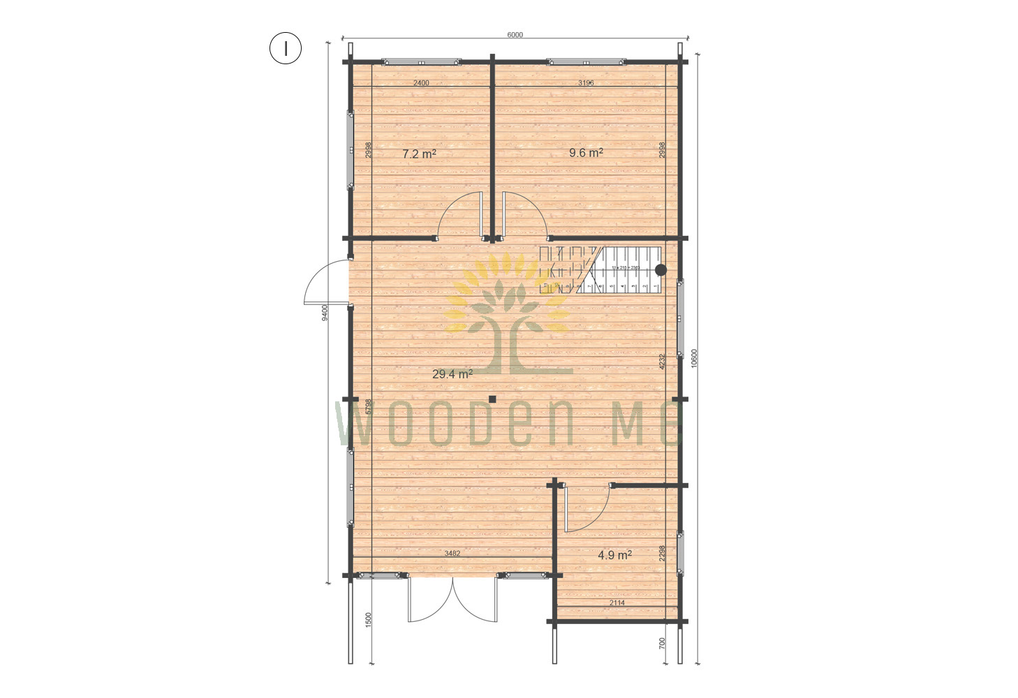 Wooden house Felix 6 x 10 68 mm_floor plan_I