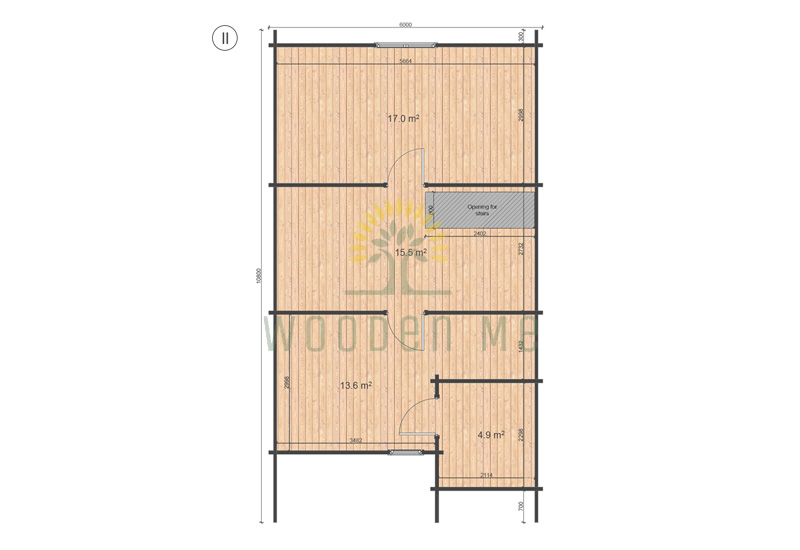 Wooden house Felix 6 x 10 68 mm_floor plan_II