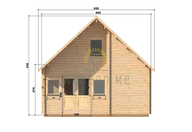 Wooden house Felix 6 x 10 68 mm_front