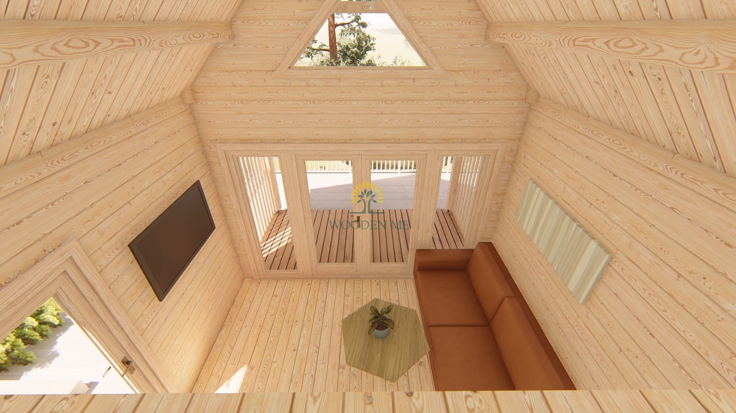 Wooden cabin with loft Scandi 3,7 m x 5,4 m 44mm